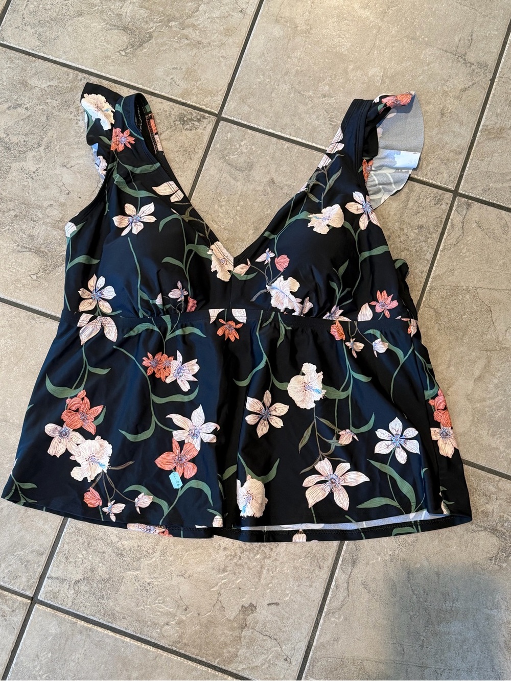 Shade & Shore Black Floral VmSwim Top